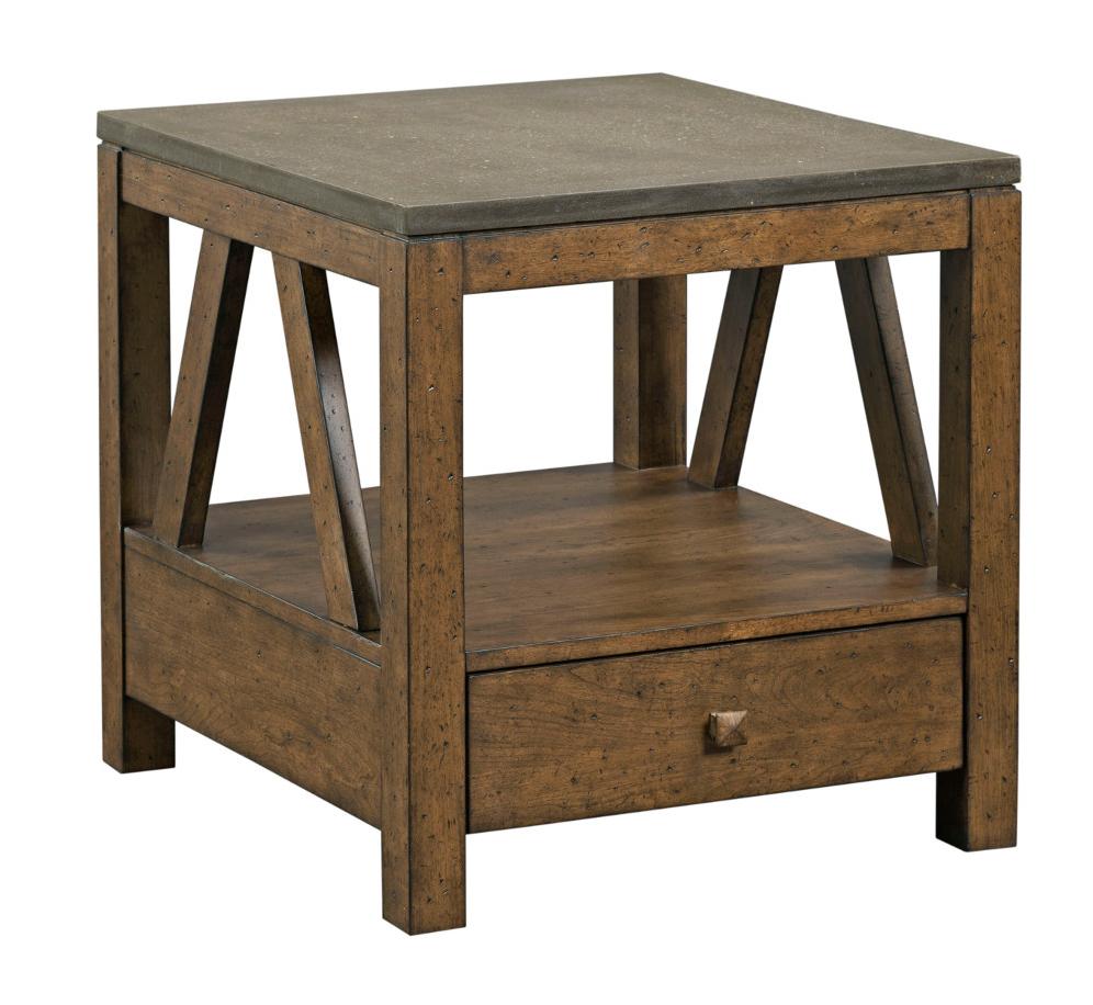 Kincaid Furniture Mason 691132 Industrial Rustic End Table with Drawer